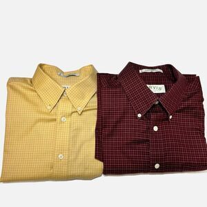 Lot Of 2 Orvis Checkered Plaid Long Sleeve  100% Cotton Shirts Size XL